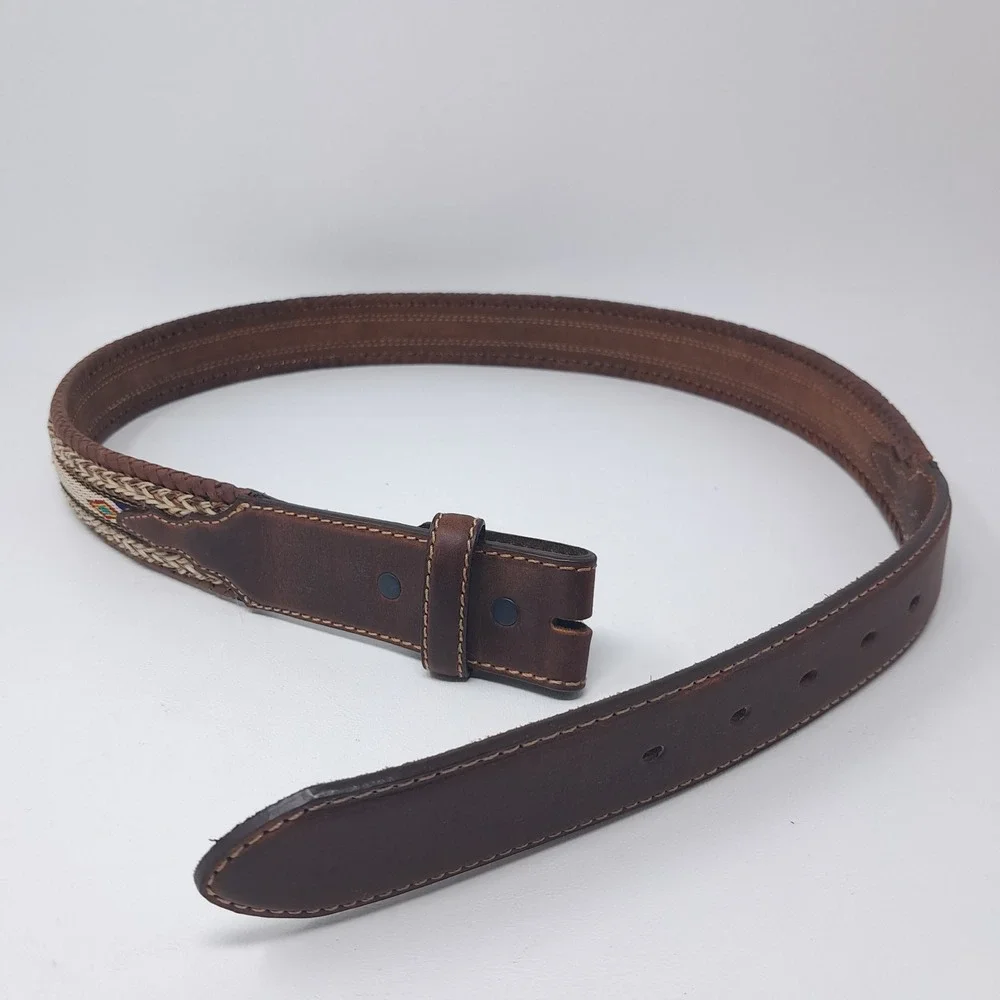 Tony Lama Men's 38 Badlands Brown Leather Western Belt Strap No Buckle 7289L